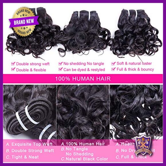 Peruvian Human Hair Extensions 8 Bundles with 4x4 Closure Short Curly Bob